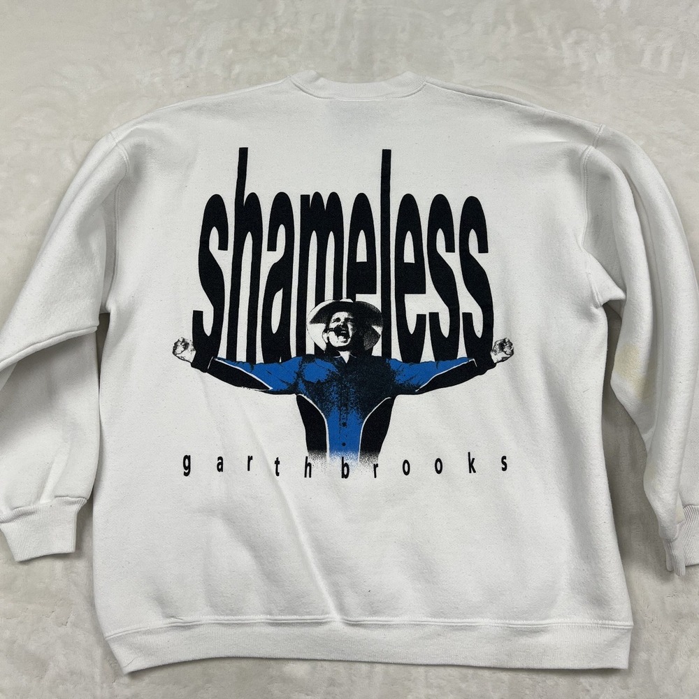 Hanes Garth Brooks Sweatshirt Mens XL White Shameless Ropin The Wind Tour 1991